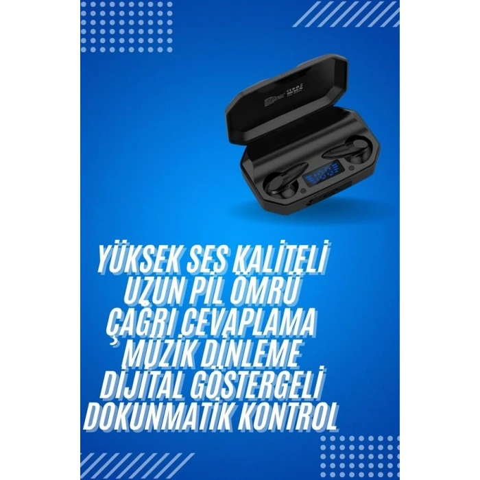 Rgb Işıklı Çift Mikrofonlu Siyah Profesyonel  Kulaklığı Kablosuz Kulakiçi