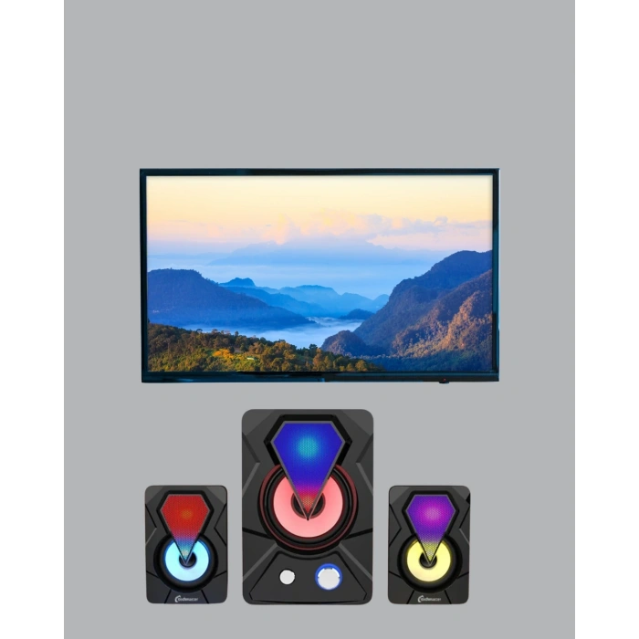 Rgb Işıklı Usb Hoparlör Seti 9w Çıkış Gücü Derin Bas