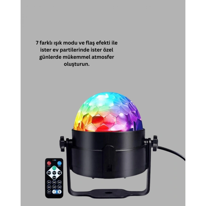 Rgb Led Disko Küresi 7 Modlu Uzaktan Kumandalı
