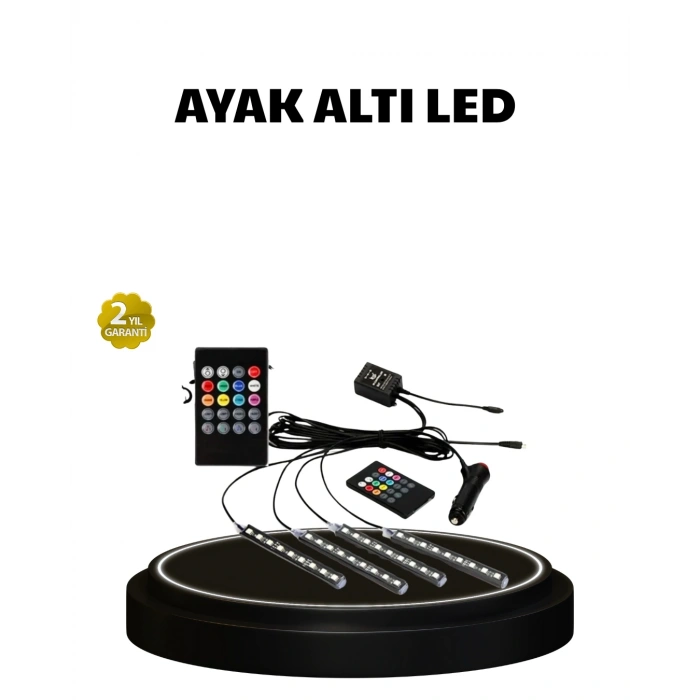 Rgb Müzik Kontrollü Araç Led Işık Seti 48 Led 12v Uzaktan Kumandalı