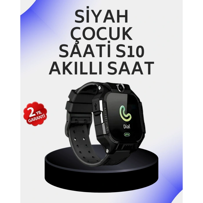 S10 Akıllı Çocuk Saati Siyah Tasarım Adımsayar Ve Alarm Fonksiyonu