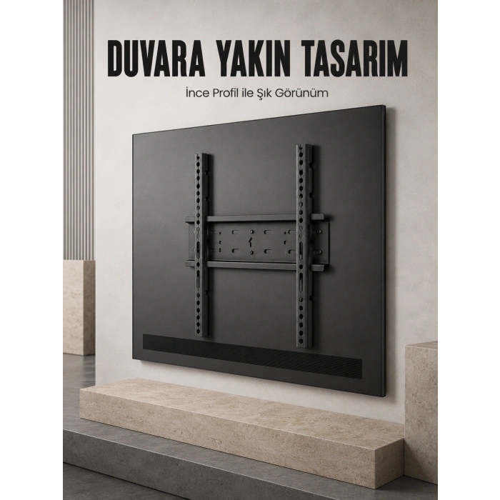 Sabit Televizyon Askı Aparatı 50-95 İnce Profil Sağlam Metal Tv Duvar Braketi