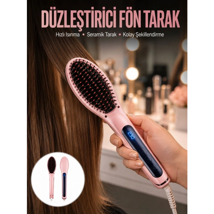 Saç Düzleştirici Tarak Dijital Göstergeli Seramik Kaplama Sıkı Dişli Yeni Nesil