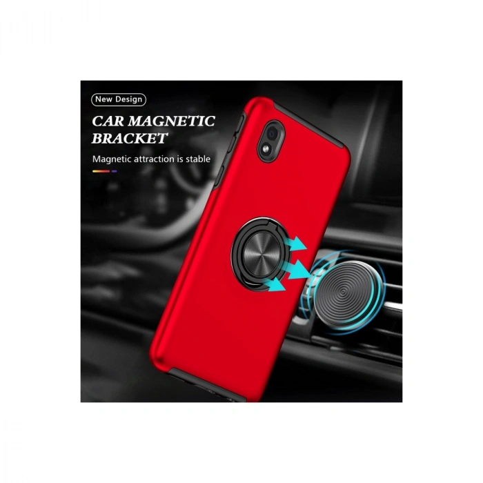 Samsung Galaxy A01 Core Kılıf Elit Yüzüklü Kapak - Kırmızı