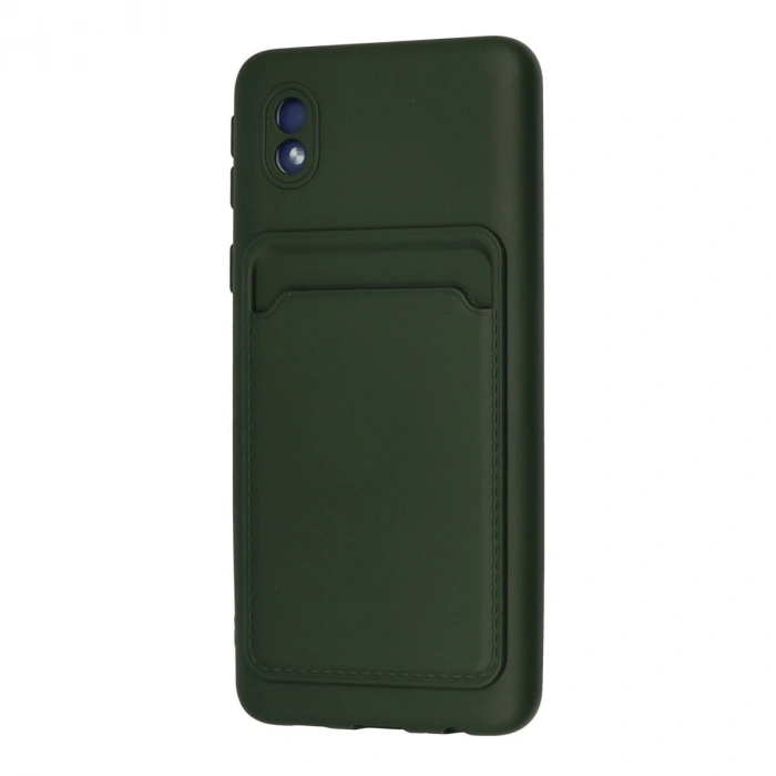 Samsung Galaxy A01 Core Kılıf Kelvin Kartvizitli Silikon - Koyu Yeşil