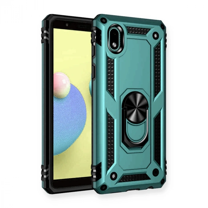 Samsung Galaxy A01 Core Kılıf Sofya Yüzüklü Silikon Kapak - Yeşil