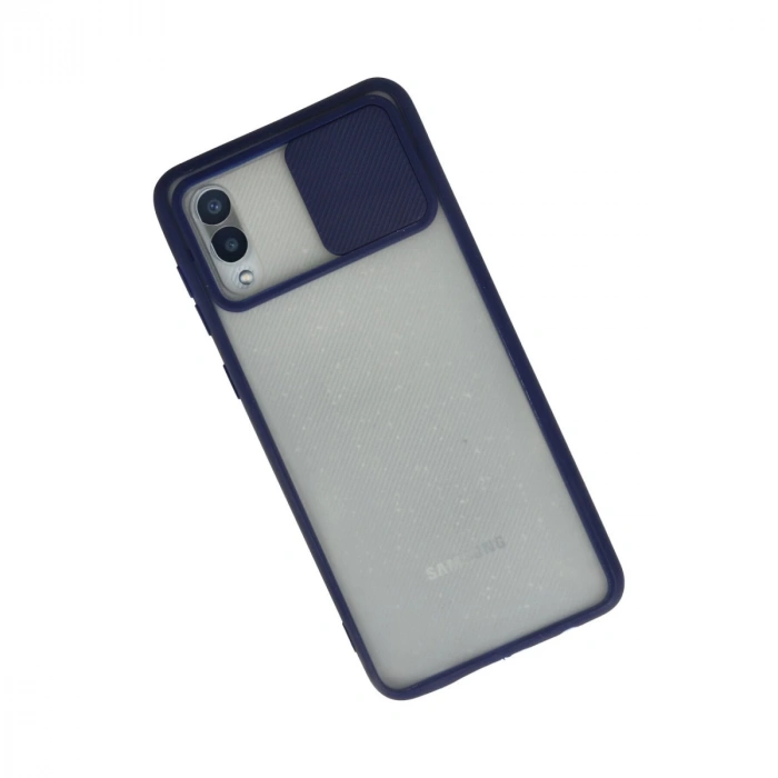 Samsung Galaxy A02 Kılıf Palm Buzlu Kamera Sürgülü Silikon - Lacivert