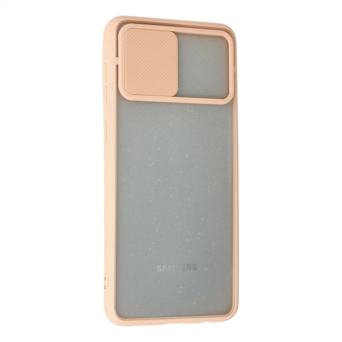 Samsung Galaxy A02 Kılıf Palm Buzlu Kamera Sürgülü Silikon - Pembe
