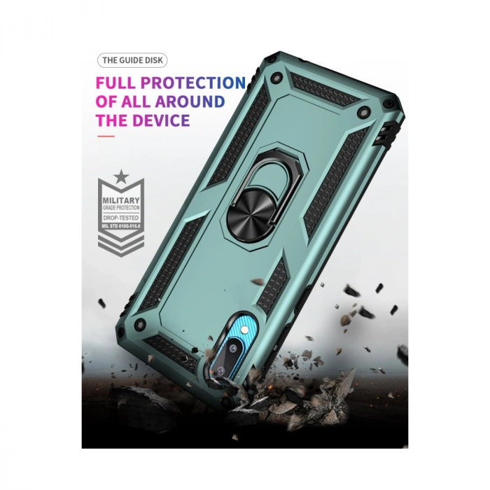 Samsung Galaxy A02 Kılıf Sofya Yüzüklü Silikon Kapak - Yeşil