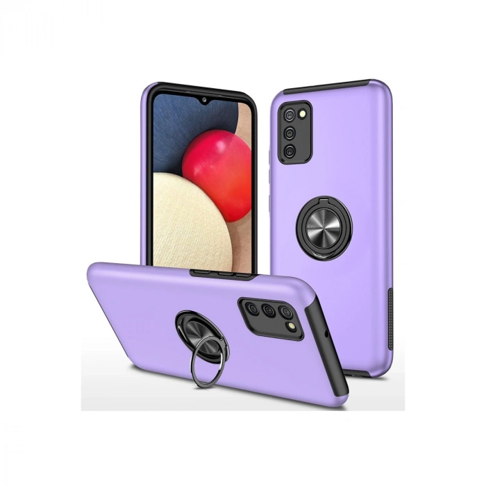 Samsung Galaxy A02s Kılıf Elit Yüzüklü Kapak - Mor