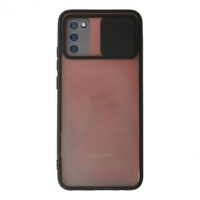 Samsung Galaxy A02s Kılıf Palm Buzlu Kamera Sürgülü Silikon - Siyah