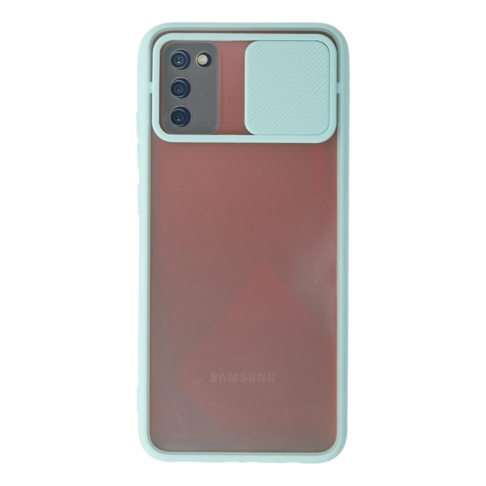 Samsung Galaxy A02s Kılıf Palm Buzlu Kamera Sürgülü Silikon - Turkuaz