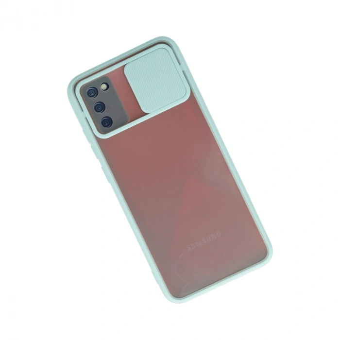 Samsung Galaxy A02s Kılıf Palm Buzlu Kamera Sürgülü Silikon - Turkuaz