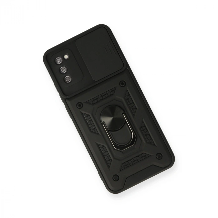 Samsung Galaxy A02s Kılıf Pars Lens Yüzüklü Silikon - Siyah