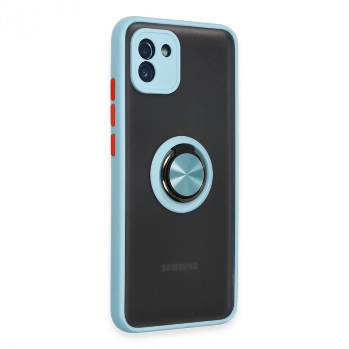 Samsung Galaxy A03 Kılıf Montreal Yüzüklü Silikon Kapak - Buz Mavi