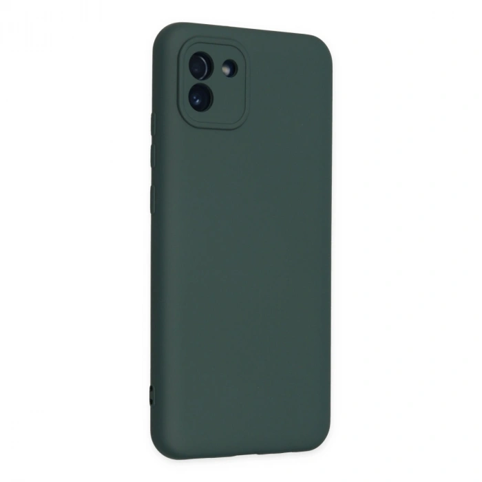 Samsung Galaxy A03 Kılıf Nano İçi Kadife Silikon - Koyu Yeşil
