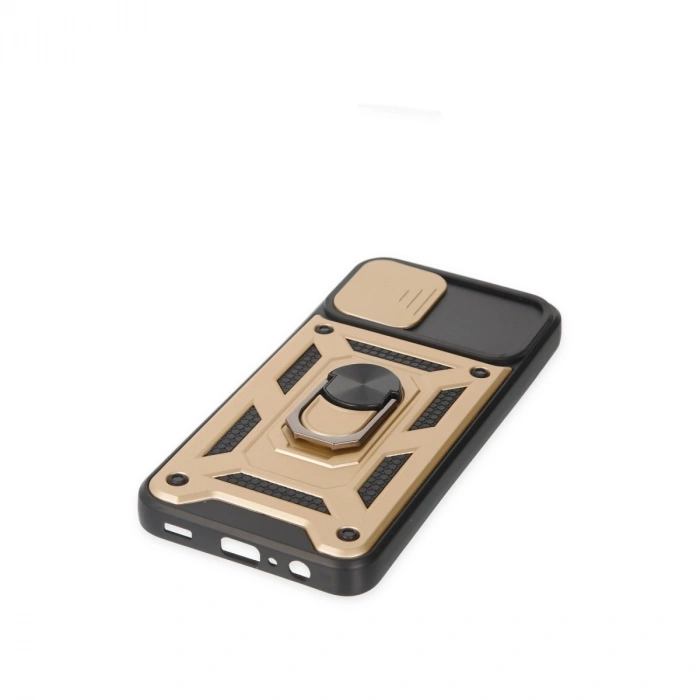 Samsung Galaxy A03 Kılıf Pars Lens Yüzüklü Silikon - Gold