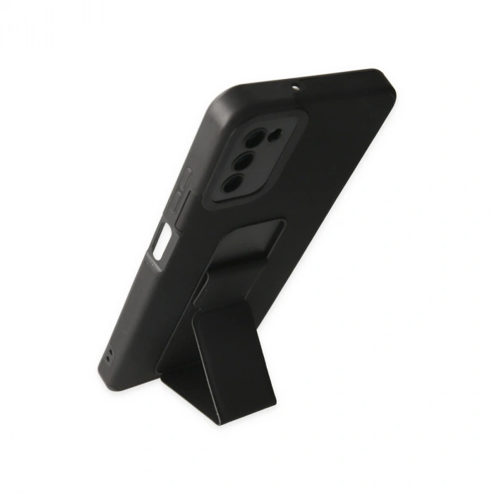 Samsung Galaxy A03s Kılıf Mega Standlı Silikon - Siyah