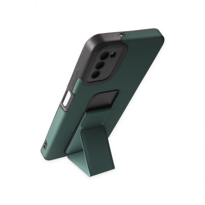 Samsung Galaxy A03s Kılıf Mega Standlı Silikon - Yeşil