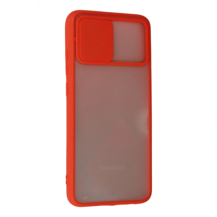 Samsung Galaxy A03s Kılıf Palm Buzlu Kamera Sürgülü Silikon - Kırmızı