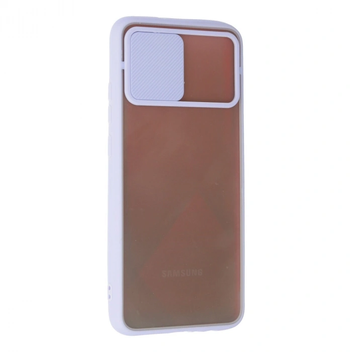 Samsung Galaxy A03s Kılıf Palm Buzlu Kamera Sürgülü Silikon - Lila