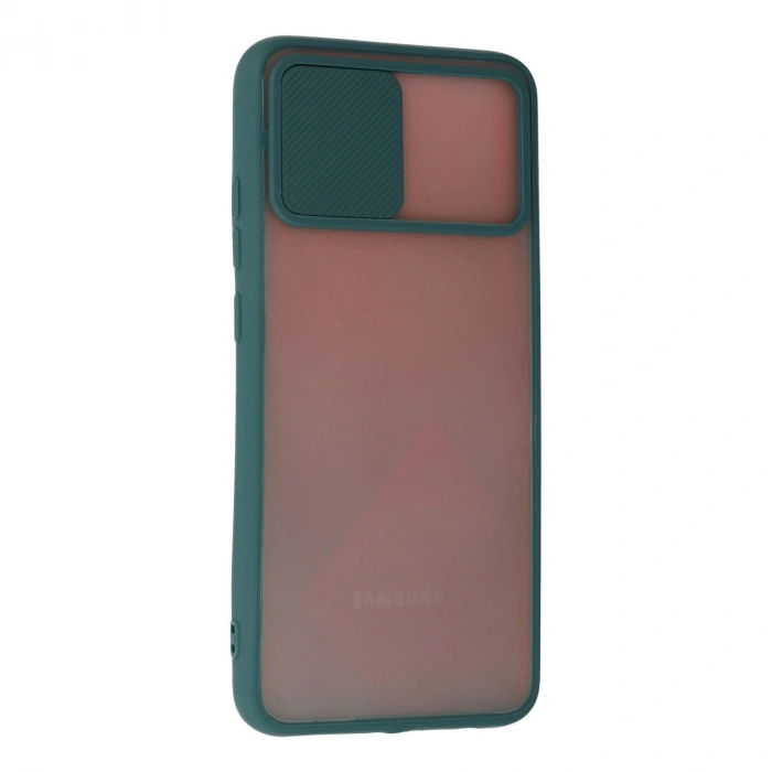 Samsung Galaxy A03s Kılıf Palm Buzlu Kamera Sürgülü Silikon - Yeşil