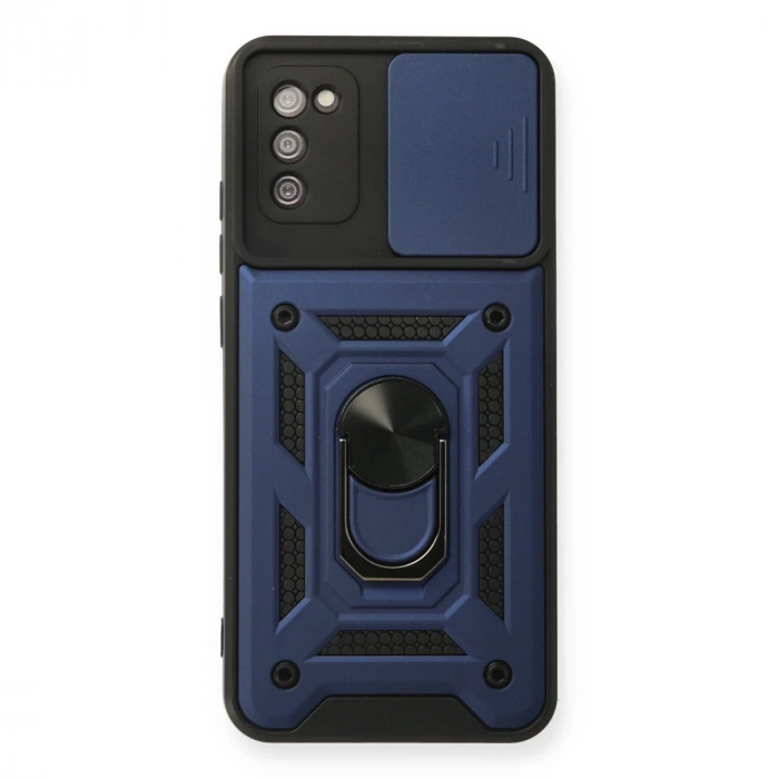 Samsung Galaxy A03s Kılıf Pars Lens Yüzüklü Silikon - Lacivert