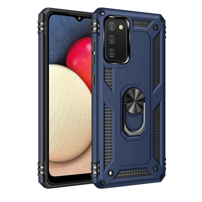 Samsung Galaxy A03s Kılıf Sofya Yüzüklü Silikon Kapak - Lacivert