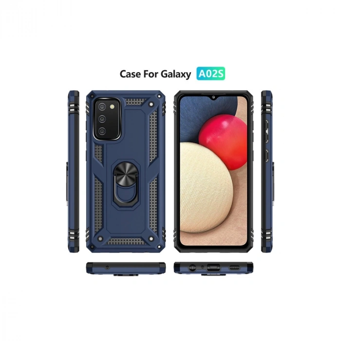 Samsung Galaxy A03s Kılıf Sofya Yüzüklü Silikon Kapak - Lacivert