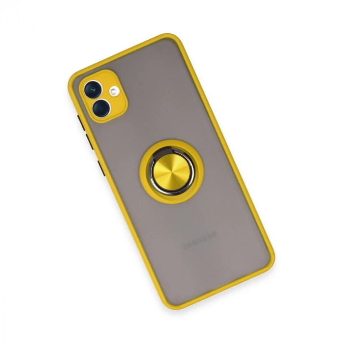 Samsung Galaxy A04 Kılıf Montreal Yüzüklü Silikon Kapak - Sarı
