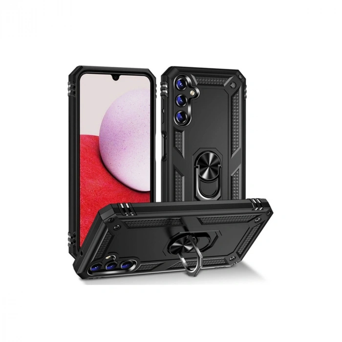 Samsung Galaxy A04s Kılıf Sofya Yüzüklü Silikon Kapak - Siyah