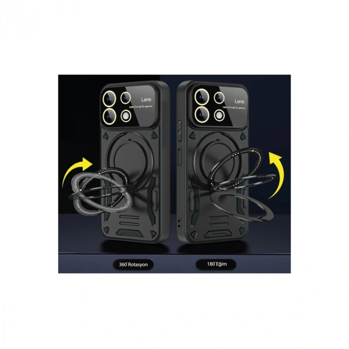 Samsung Galaxy A05 Kılıf Joy Lens Standlı Kapak - Siyah