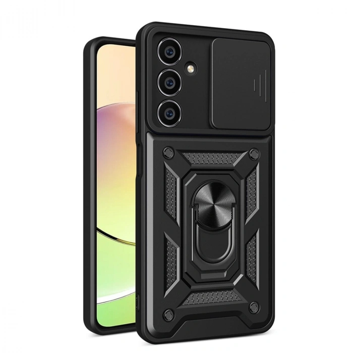 Samsung Galaxy A05 Kılıf Pars Lens Yüzüklü Silikon - Siyah
