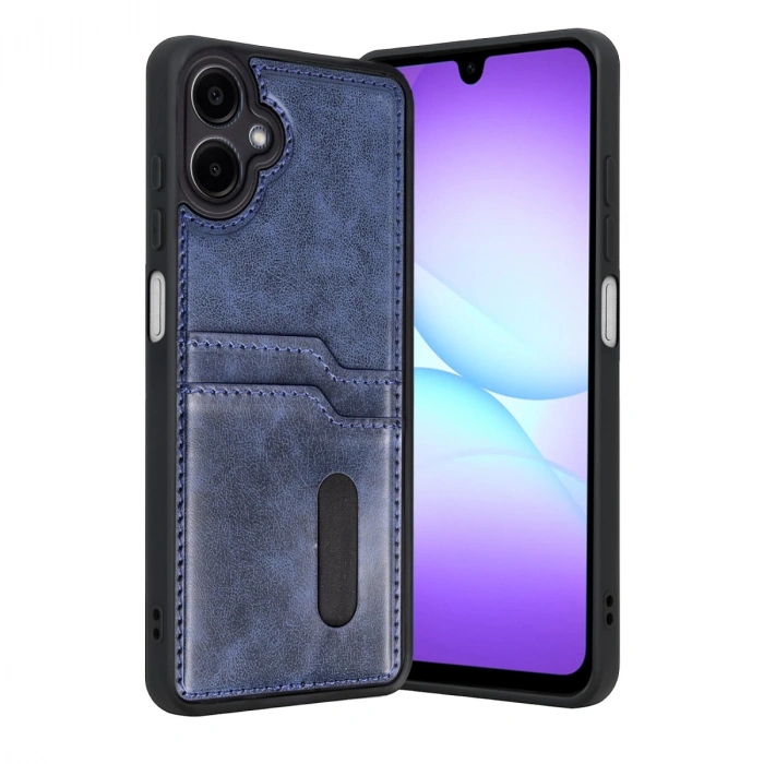 Samsung Galaxy A07 4g Sara Kartvizitli Deri Kılıf - Lacivert