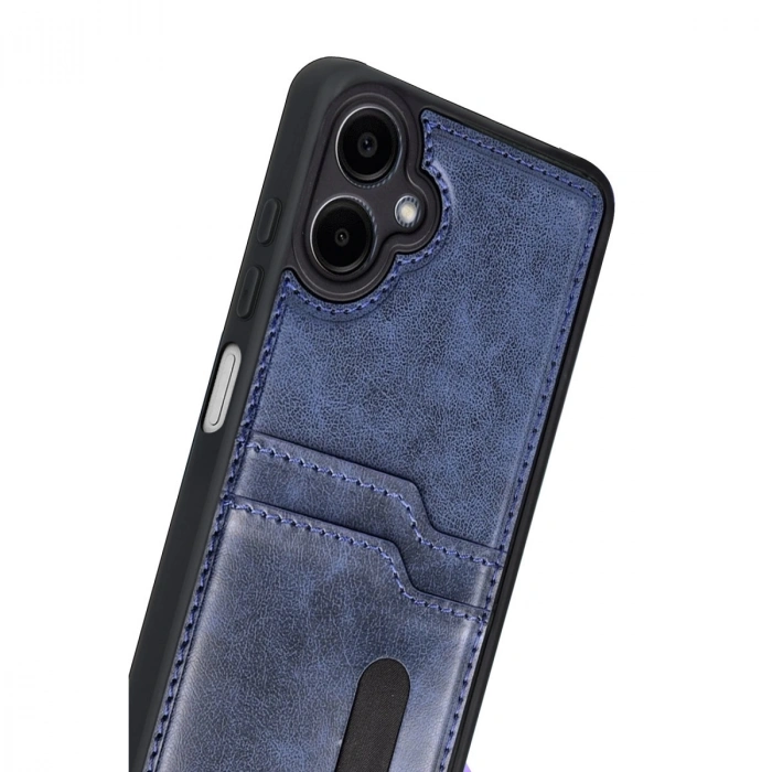 Samsung Galaxy A07 4g Sara Kartvizitli Deri Kılıf - Lacivert