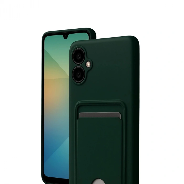 Samsung Galaxy A07 Kelvin Kartvizitli Silikon - Koyu Yeşil