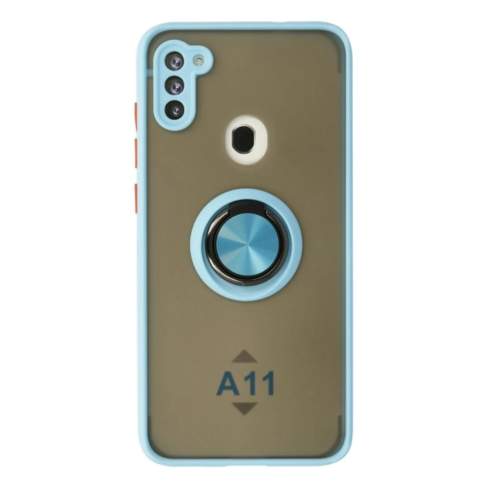 Samsung Galaxy A11 Kılıf Montreal Yüzüklü Silikon Kapak - Buz Mavi