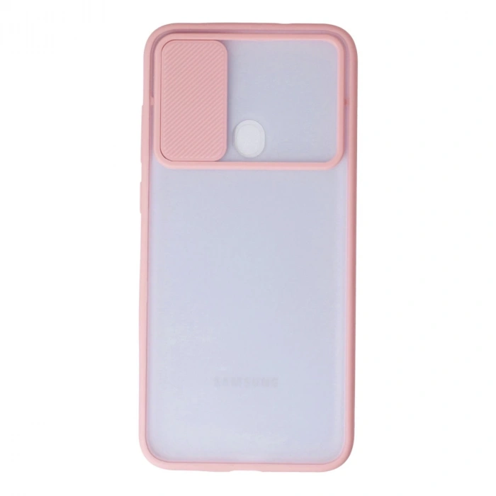 Samsung Galaxy A11 Kılıf Palm Buzlu Kamera Sürgülü Silikon - Pembe