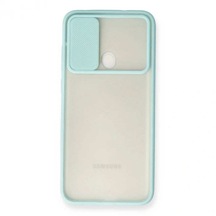 Samsung Galaxy A11 Kılıf Palm Buzlu Kamera Sürgülü Silikon - Turkuaz