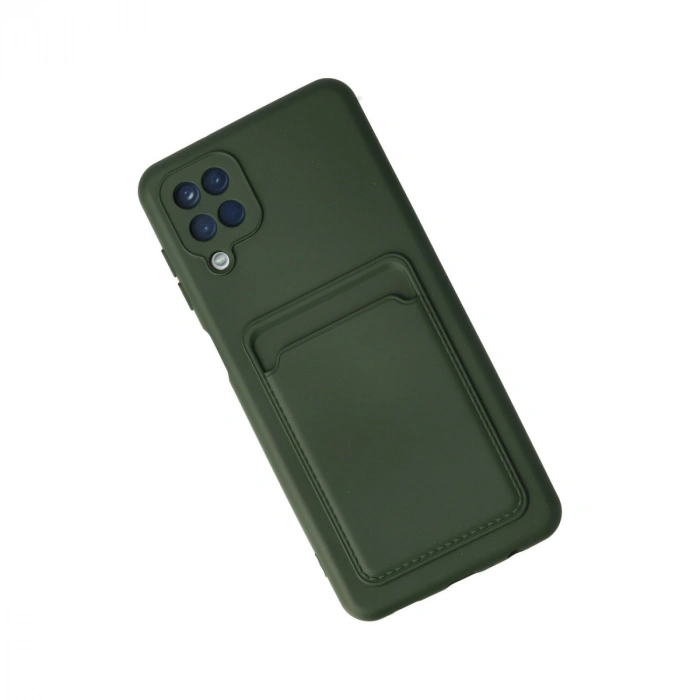 Samsung Galaxy A12 Kılıf Kelvin Kartvizitli Silikon - Koyu Yeşil