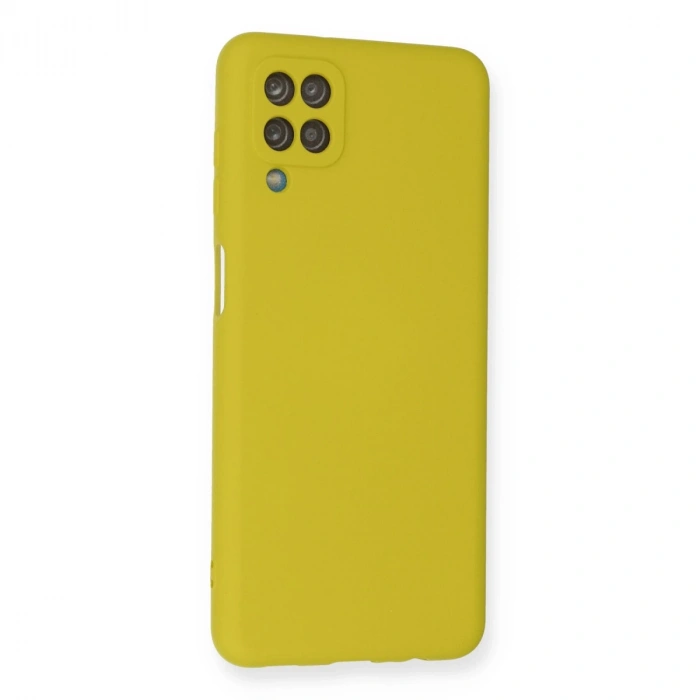 Samsung Galaxy A12 Kılıf Nano İçi Kadife Silikon - Sarı