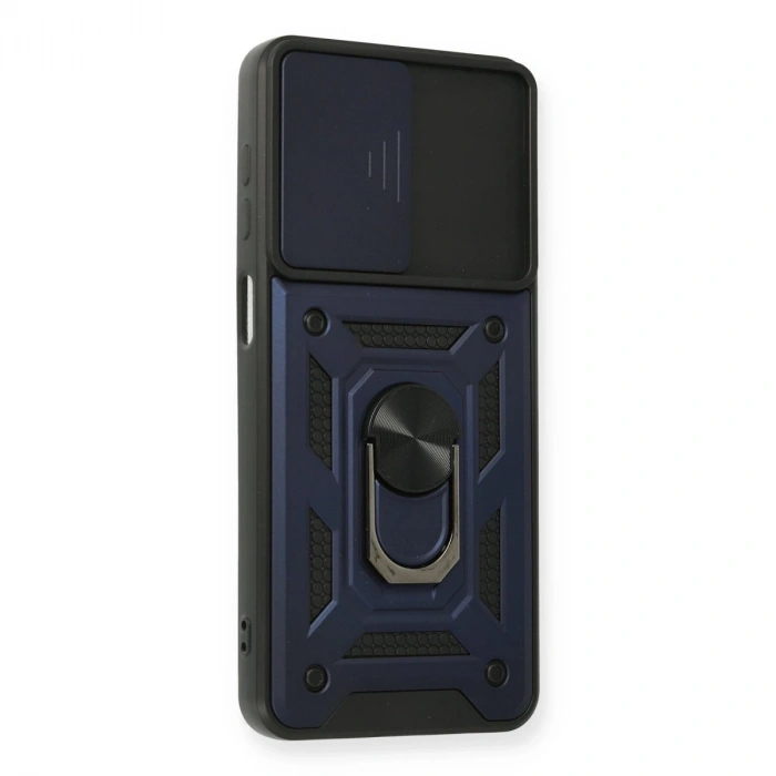 Samsung Galaxy A12 Kılıf Pars Lens Yüzüklü Silikon - Lacivert