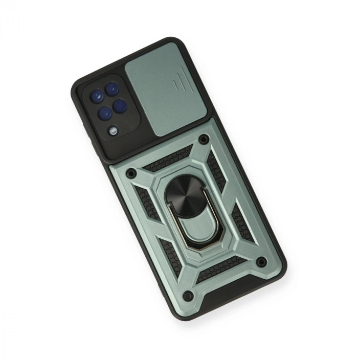 Samsung Galaxy A12 Kılıf Pars Lens Yüzüklü Silikon - Yeşil