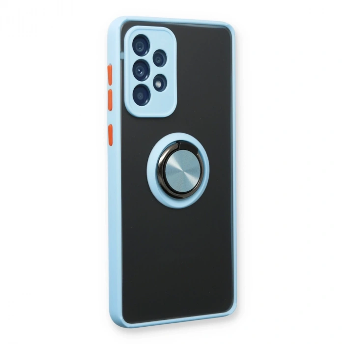 Samsung Galaxy A13 4g Kılıf Montreal Yüzüklü Silikon Kapak - Buz Mavi