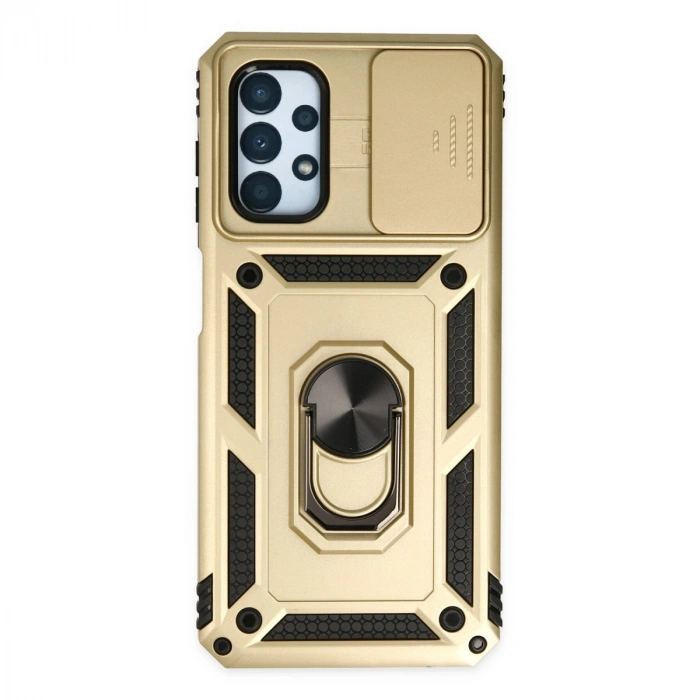 Samsung Galaxy A13 4g Kılıf Pars Lens Yüzüklü Silikon - Gold