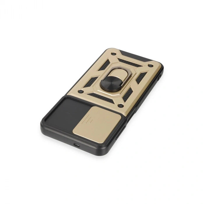 Samsung Galaxy A14 4g Kılıf Pars Lens Yüzüklü Silikon - Gold