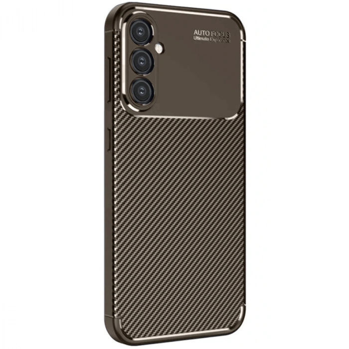 Samsung Galaxy A16 5g Kılıf Auto Focus Karbon Kapak - Kahverengi