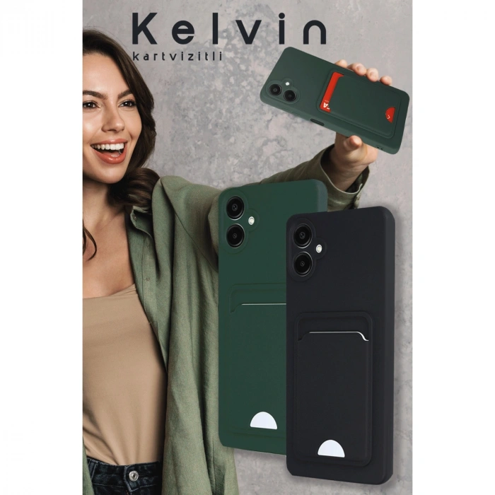 Samsung Galaxy A16 5g Kılıf Kelvin Kartvizitli Silikon - Kırmızı