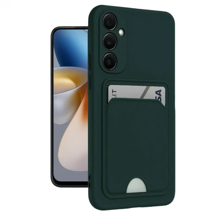 Samsung Galaxy A16 5g Kılıf Kelvin Kartvizitli Silikon - Koyu Yeşil