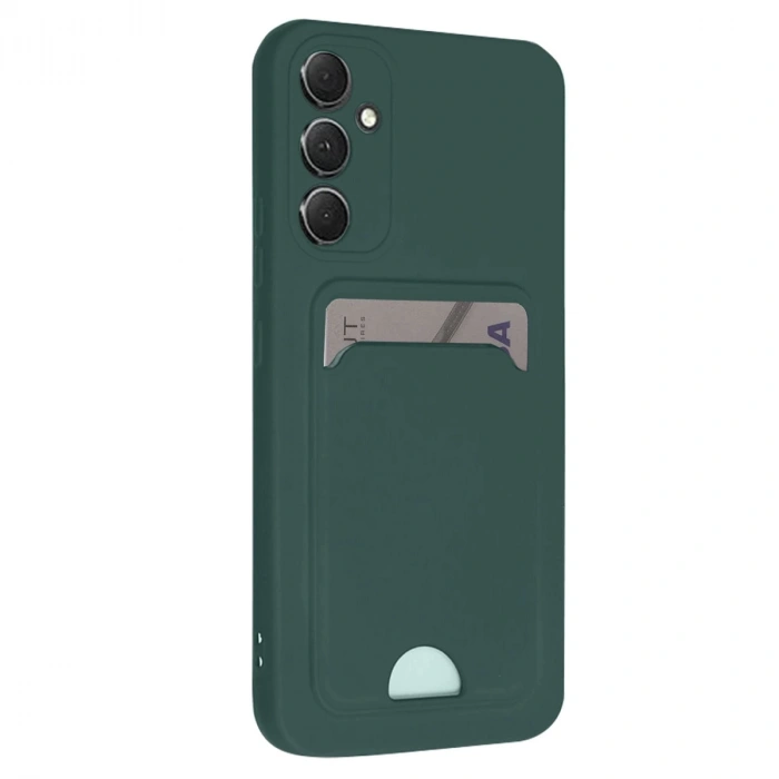 Samsung Galaxy A16 5g Kılıf Kelvin Kartvizitli Silikon - Koyu Yeşil